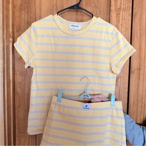 PARKE Yellow Striped T-Shirt and Pant Set